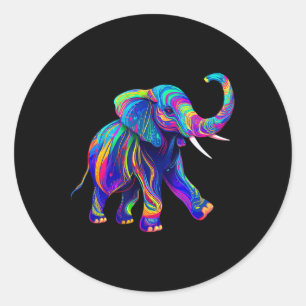Retro Synthwave 80s 90s Elephant Trunk Up Chakra Y Classic Round Sticker