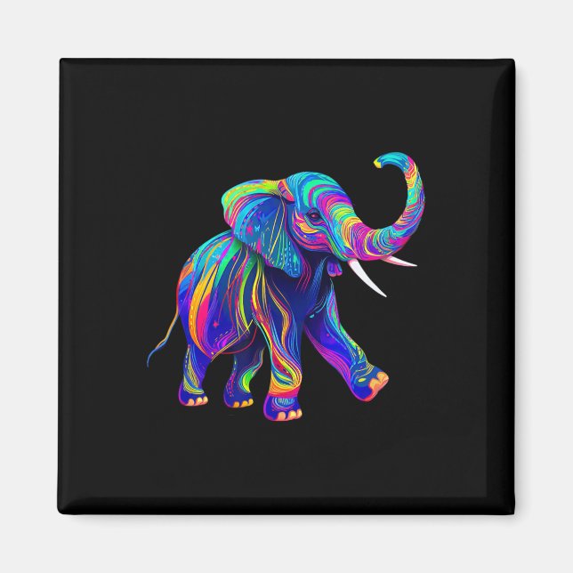 Retro Synthwave 80s 90s Elephant Trunk Up Chakra Y Magnet (Front)
