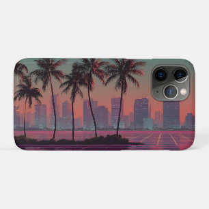 Retro Synthwave Cityscape Sunset iPhone 11 Pro Case