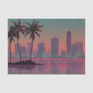 Retro Synthwave Cityscape Sunset Tissue Paper