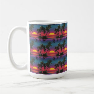 Retro Synthwave Palm Tree Sunset Pattern Coffee Mug