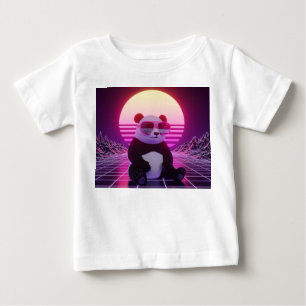 Retro Synthwave Panda with Pink Sunglasses Baby T-Shirt