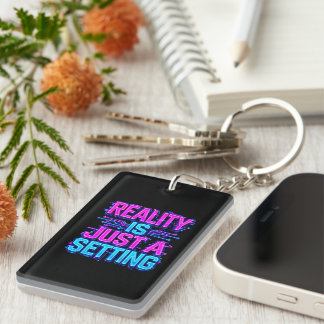 Retro Synthwave Simulation Theory Gamer Key Ring