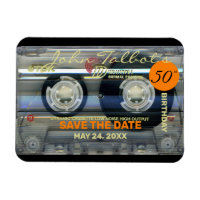Retro T2 Audiotape 50th birthday SAVE THE DATE FPM