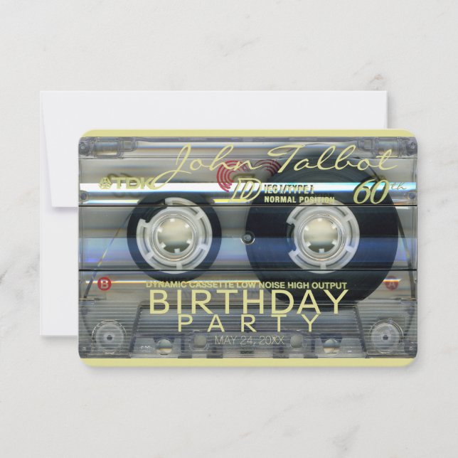 Retro T2 Audiotape 60th birthday Party Invitation (Front)