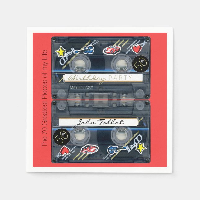 Retro T3 Audiotape 50th birthday Party Paper N Napkin (Front)