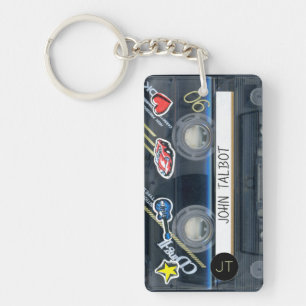 Retro T3 Audiotape Mixtape Cassette personalised K Key Ring