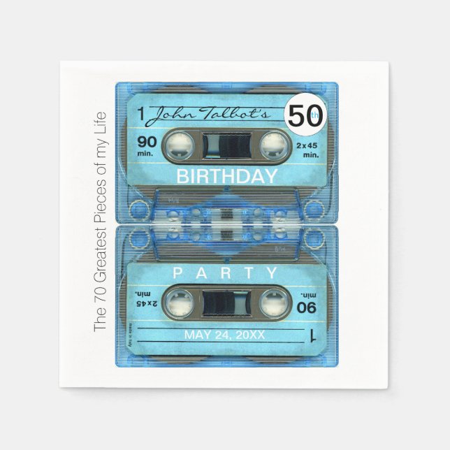 Retro T4 Audiotape 50th birthday Party Paper N Napkin (Front)