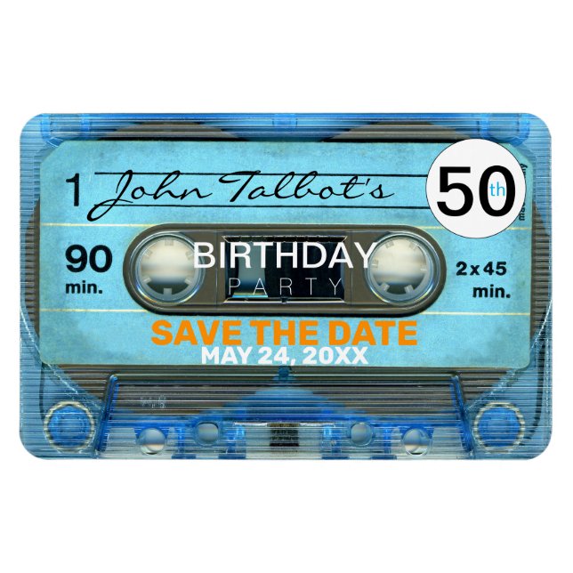 Retro T4 Audiotape 50th birthday Save The Date FPM Magnet (Horizontal)
