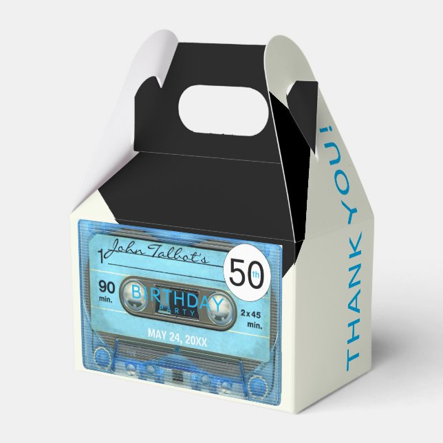 Retro T4 Audiotape 50th Birthday Thank You GFB Favour Box (Front Side)