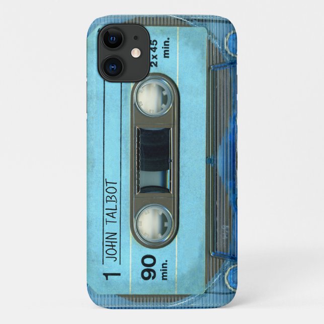 Retro T4 Blue Audiotape mixtape Cassette Name iPC  Case-Mate iPhone Case (Back)