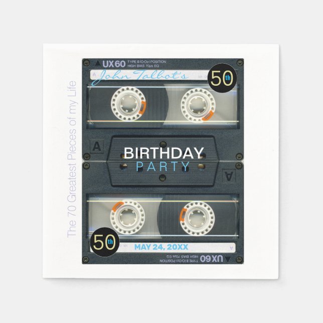 Retro T6 Audiotape 50th birthday Party Paper N Napkin (Front)