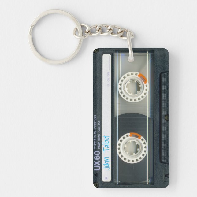 Retro T6 Audiotape Mixtape Cassette personalised K Key Ring (Front)