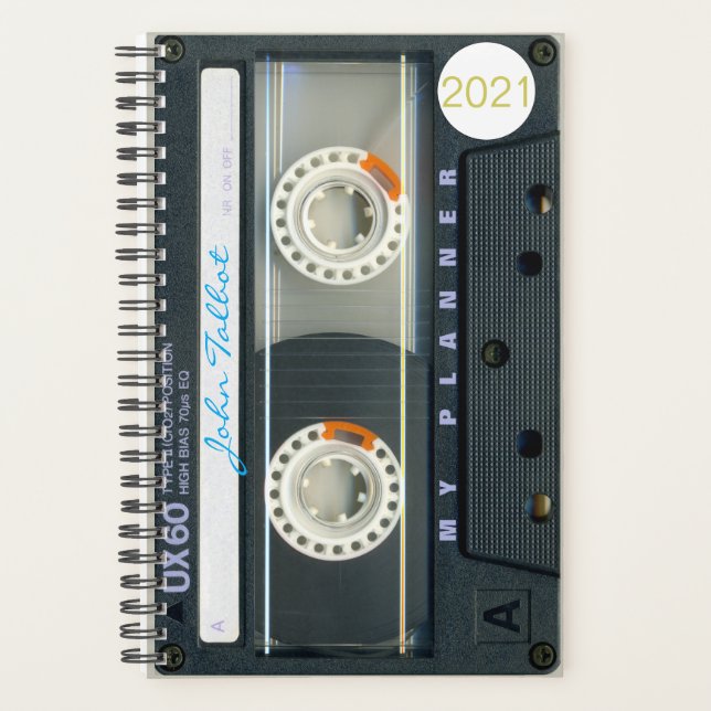 Retro T6 Audiotape  Music quote personalised Pl Planner (Front)