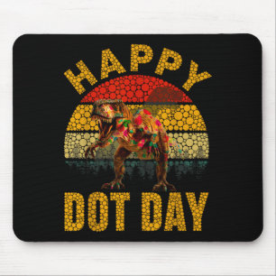 Retro T Rex Dinosaur Lovers Polka Dots Happy Dot D Mouse Pad