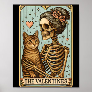 Retro Tabby Cat Valentine's Day Mom Tarot Card Poster