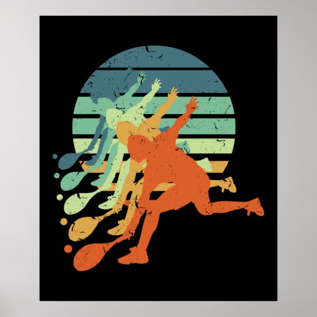 Retro Table Tennis Player Ping Pong Lover Sports Poster (Front)