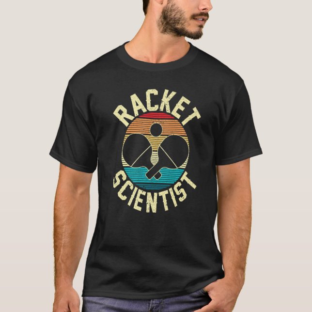 Retro Table Tennis Racket Scientist Ping Pong Prem T-Shirt (Front)