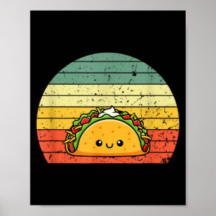 Retro Taco Lover Shirt Funny Retro Taco Humor  Poster