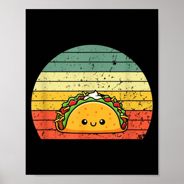 Retro Taco Lover Shirt Funny Retro Taco Humor  Poster (Front)