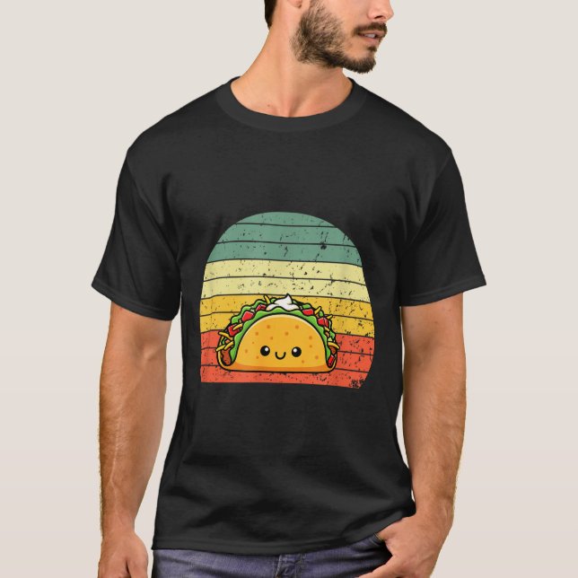 Retro Taco Lover Shirt Funny Retro Taco Humour  (Front)