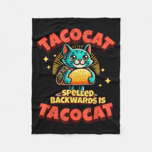 Retro Tacocat Spelled Backwards is Taco Cat Cute Fleece Blanket