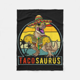Retro Tacosaurus Taco Dinosaur T Rex Funny Cinco D Fleece Blanket