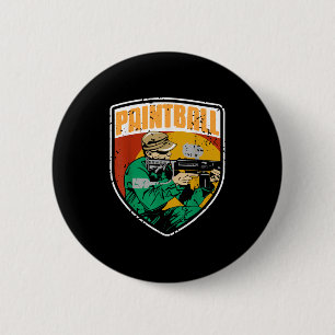 Retro Tactical Paintball Player In Combat Field Ac 6 Cm Round Badge