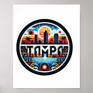 Retro Tampa Florida - Tampa Bay Downtown Skyline F Poster
