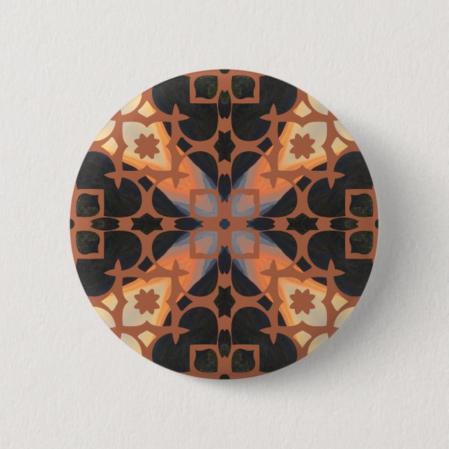 Retro Tan Pattern 6 Cm Round Badge (Front)