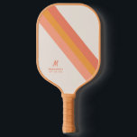 Retro Tan Peach Terracotta Personalised Pickleball Paddle<br><div class="desc">Pickleball Paddle with Chic Retro Stripes Design in Trendy Boho Off-White, Peach, Coral Pink Terracotta, Burnt Orange, and Desert Tan with a subtle monogram initial personalisation in the corner. All colours and fonts are editable so you can design your own retro stripe pickleball paddle in team colours, favourite colours, or...</div>