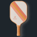 Retro Tan Peach Terracotta Personalised Pickleball Paddle<br><div class="desc">Pickleball Paddle with Chic Retro Stripes Design in Trendy Boho Off-White, Peach, Coral Pink Terracotta, Burnt Orange, and Desert Tan with a subtle monogram initial personalisation in the corner. All colours and fonts are editable so you can design your own retro stripe pickleball paddle in team colours, favourite colours, or...</div>