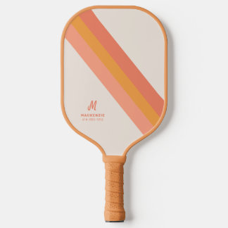 Retro Tan Peach Terracotta Personalised Pickleball Paddle