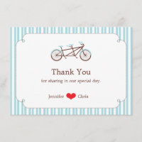 Retro Tandem Bicycle Blue & White Striped Wedding
