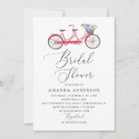 Retro tandem bike. Elegant script bridal shower