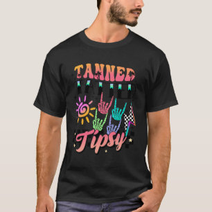 Retro Tanned Tatted And Tipsy Summer Vibes Beach S T-Shirt