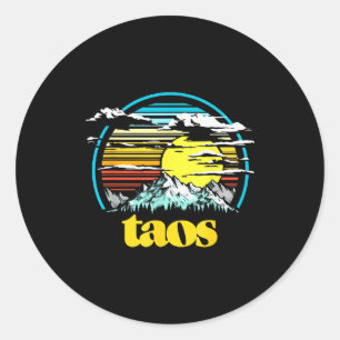 Retro Taos New Mexico Vintage 80s Style Mountains Classic Round Sticker