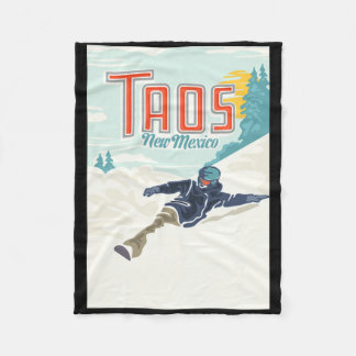 Retro Taos Ski Valley New Mexico Skiing Snowboardi Fleece Blanket