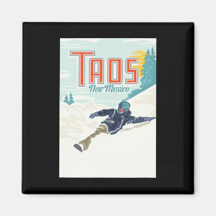 Retro Taos Ski Valley New Mexico Skiing Snowboardi Magnet
