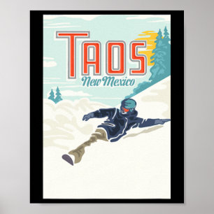 Retro Taos Ski Valley New Mexico Skiing Snowboardi Poster