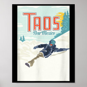 Retro Taos Ski Valley New Mexico Skiing Snowboardi Poster