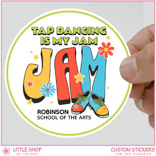 Retro Tap Dancing is My Jam Customisable Classic Round Sticker