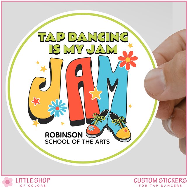Retro Tap Dancing is My Jam Customisable Classic Round Sticker (Creator Uploaded)