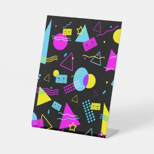 RETRO TAPE COLORFUL SHAPES PEDESTAL SIGN