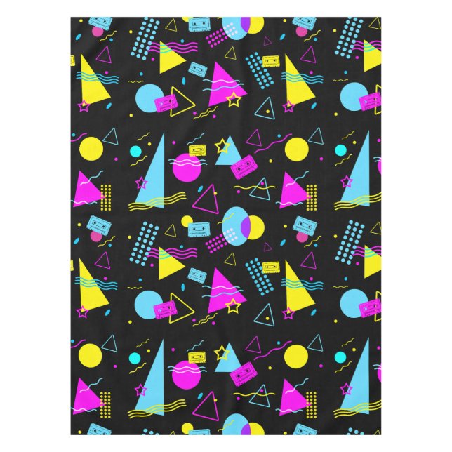 RETRO TAPE COLORFUL SHAPES  TABLECLOTH (Front)