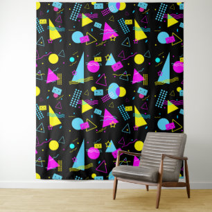 RETRO TAPE COLORFUL SHAPES TAPESTRY
