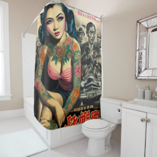 Retro Tattoo Girl Shower Curtain