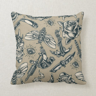 Retro Tattoo Pattern Cushion