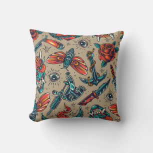 Retro Tattoo Pattern Cushion