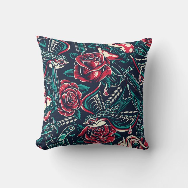 Retro Tattoo Pattern Cushion (Front)